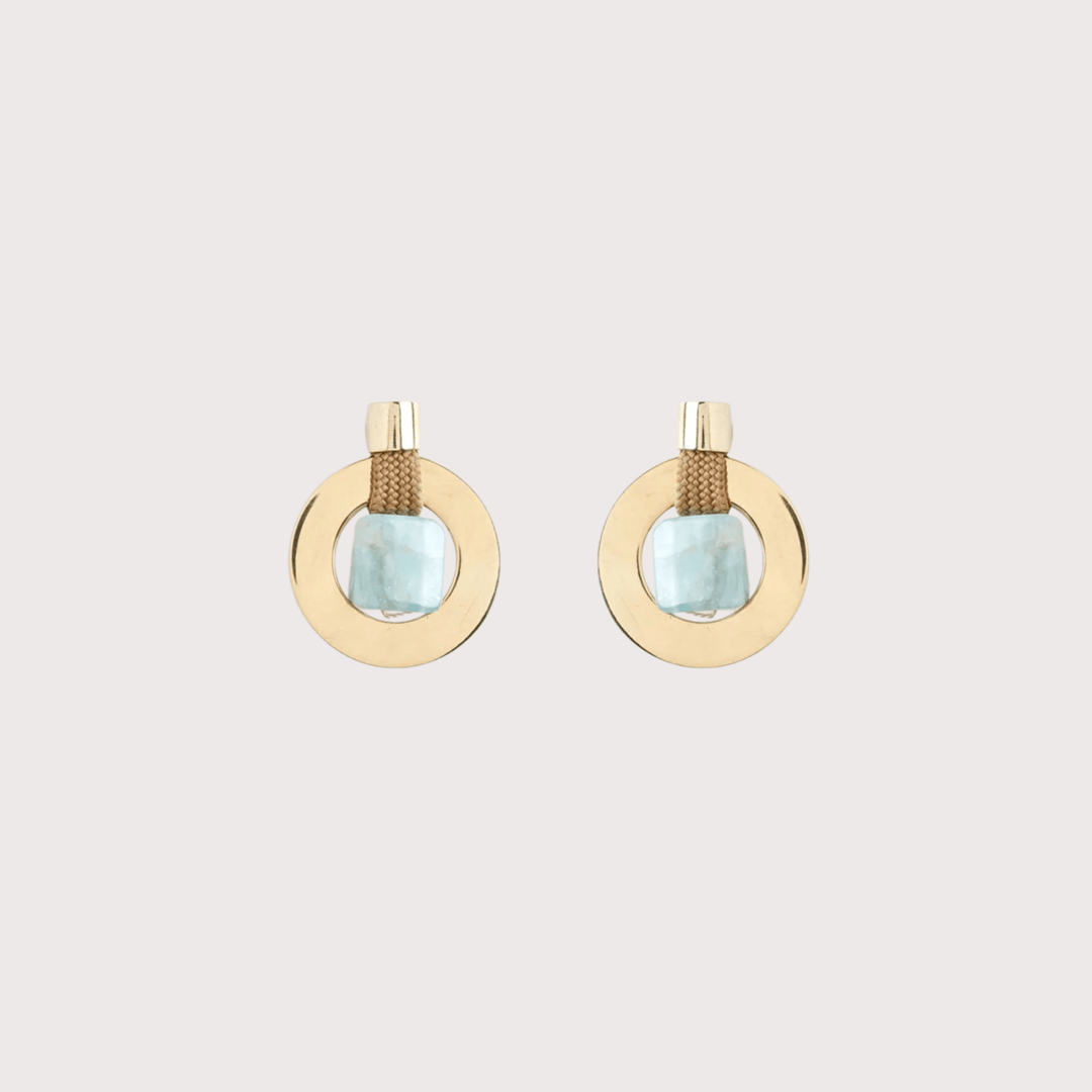 Kimiya Aquamarine Earrings - Beige by Pichulik at White Label Project
