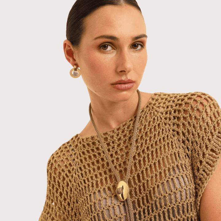 Kimiya Aquamarine Earrings - Beige by Pichulik at White Label Project