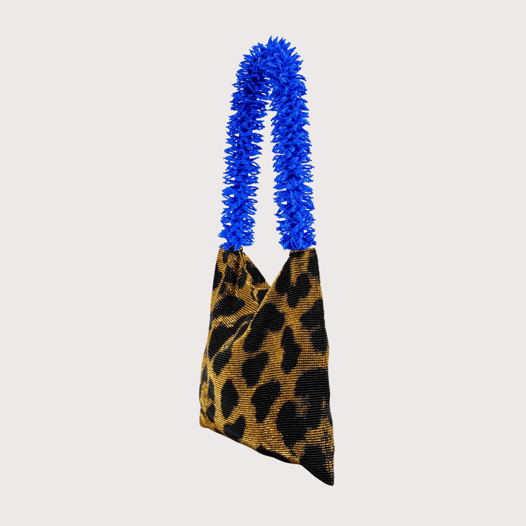 Clash of Prints Bag - Gold/Blue Leopard by Sac De Soul at White Label Project