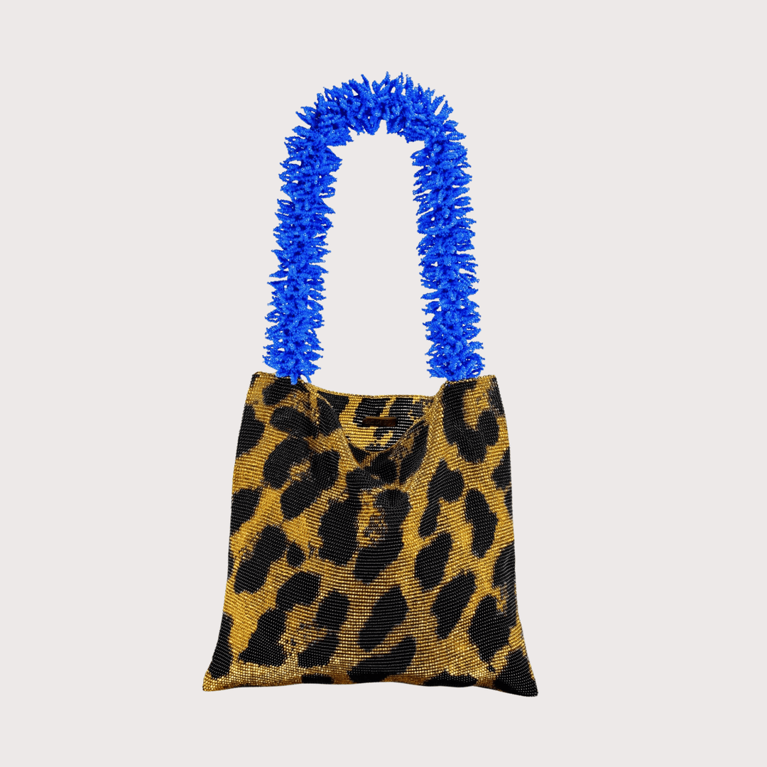 Clash of Prints Bag - Gold/Blue Leopard by Sac De Soul at White Label Project