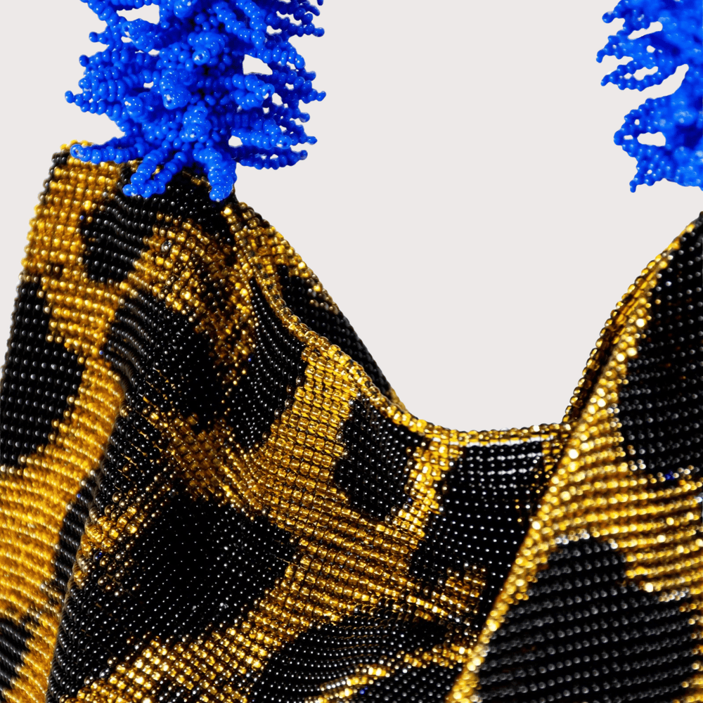 Clash of Prints Bag - Gold/Blue Leopard by Sac De Soul at White Label Project