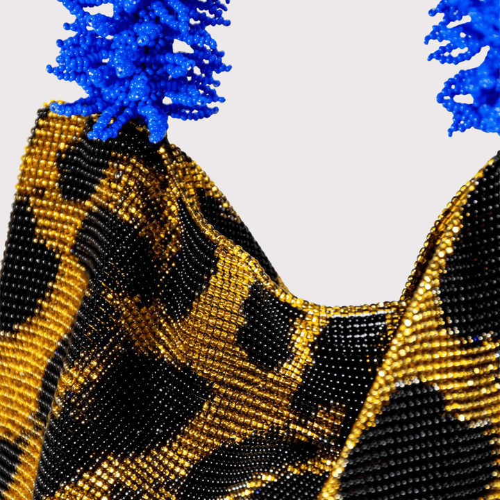 Clash of Prints Bag - Gold/Blue Leopard by Sac De Soul at White Label Project