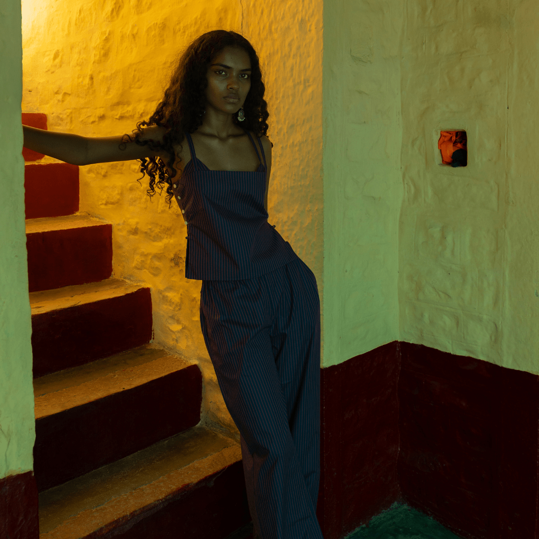 Chami Bralette - Blue/Brown by Saheli Women at White Label Project