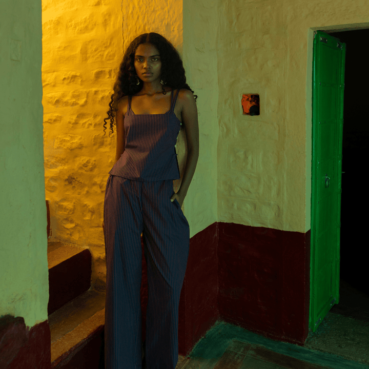 Chami Bralette - Blue/Brown by Saheli Women at White Label Project