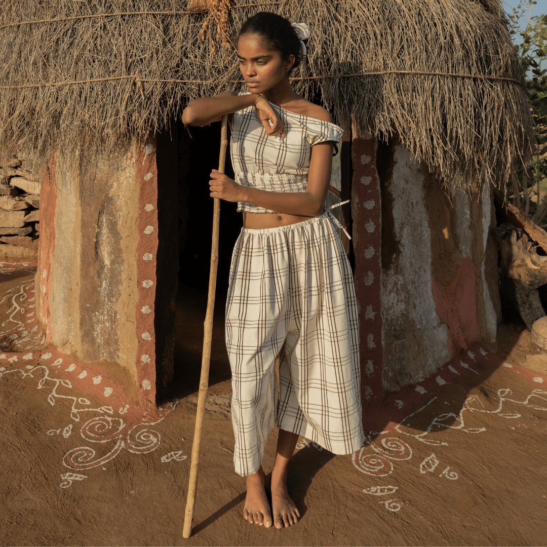 Dhoti Shorts - Checkered by Saheli Women at White Label Project