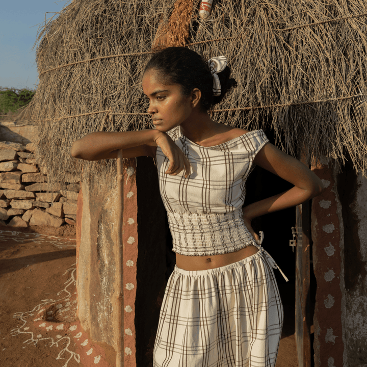 Dhoti Shorts - Checkered by Saheli Women at White Label Project