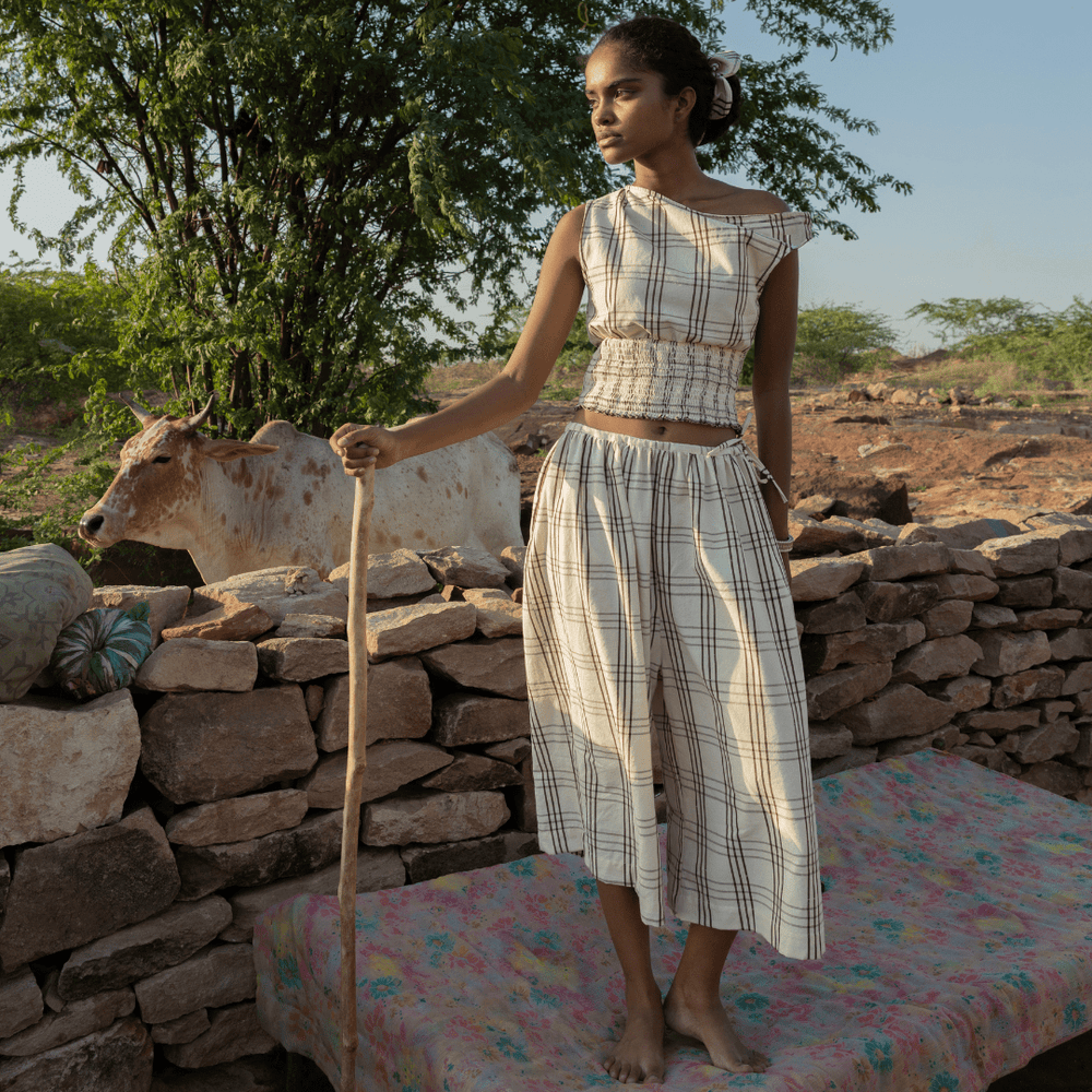 Dhoti Shorts - Checkered by Saheli Women at White Label Project