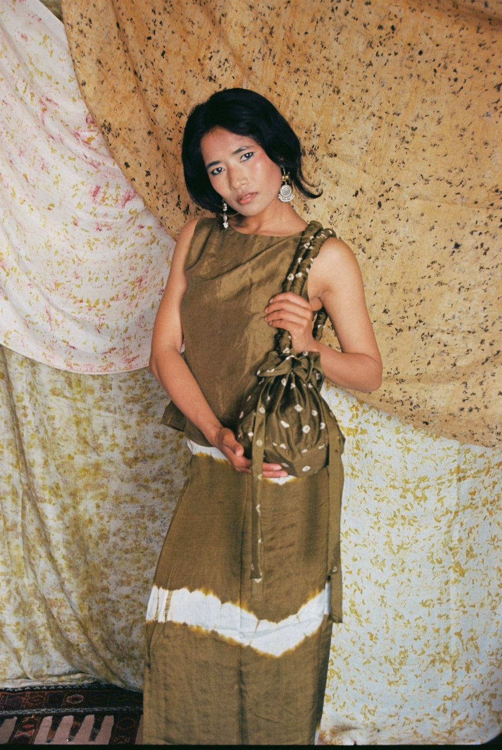 Geeta Skirt - Green Silk by Saheli Women at White Label Project