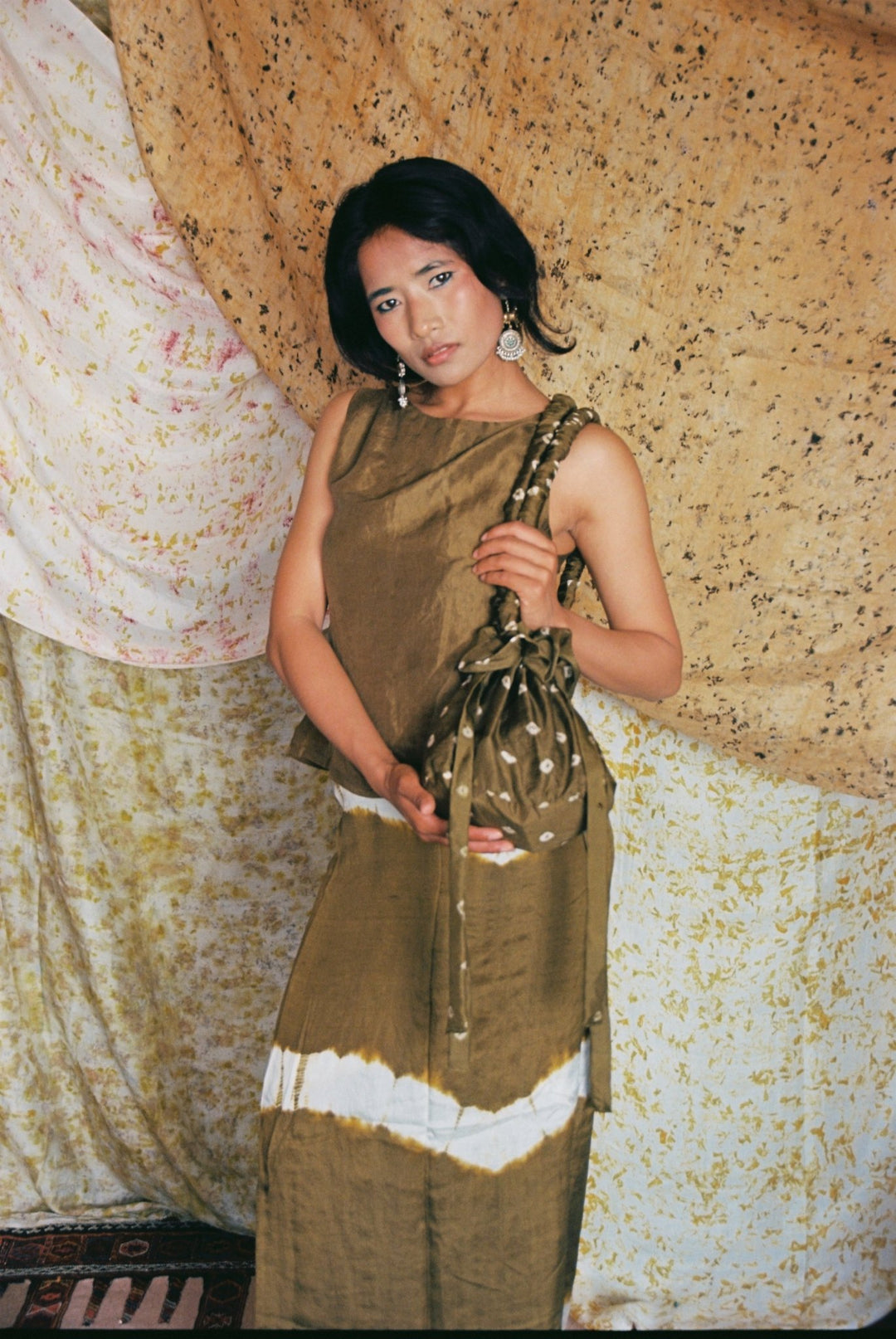 Geeta Skirt - Green Silk by Saheli Women at White Label Project