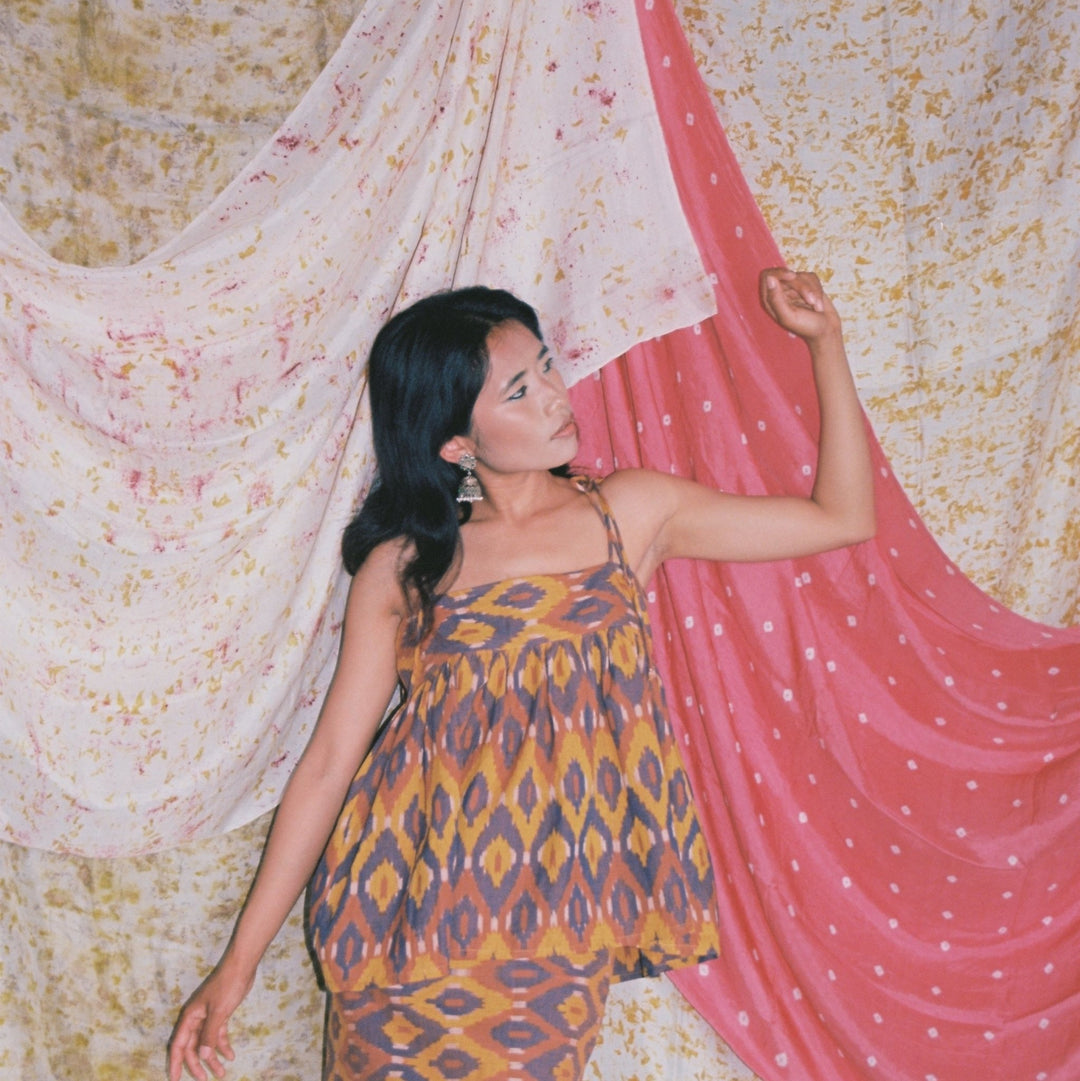 Saher Top - Purple Ikat by Saheli Women at White Label Project
