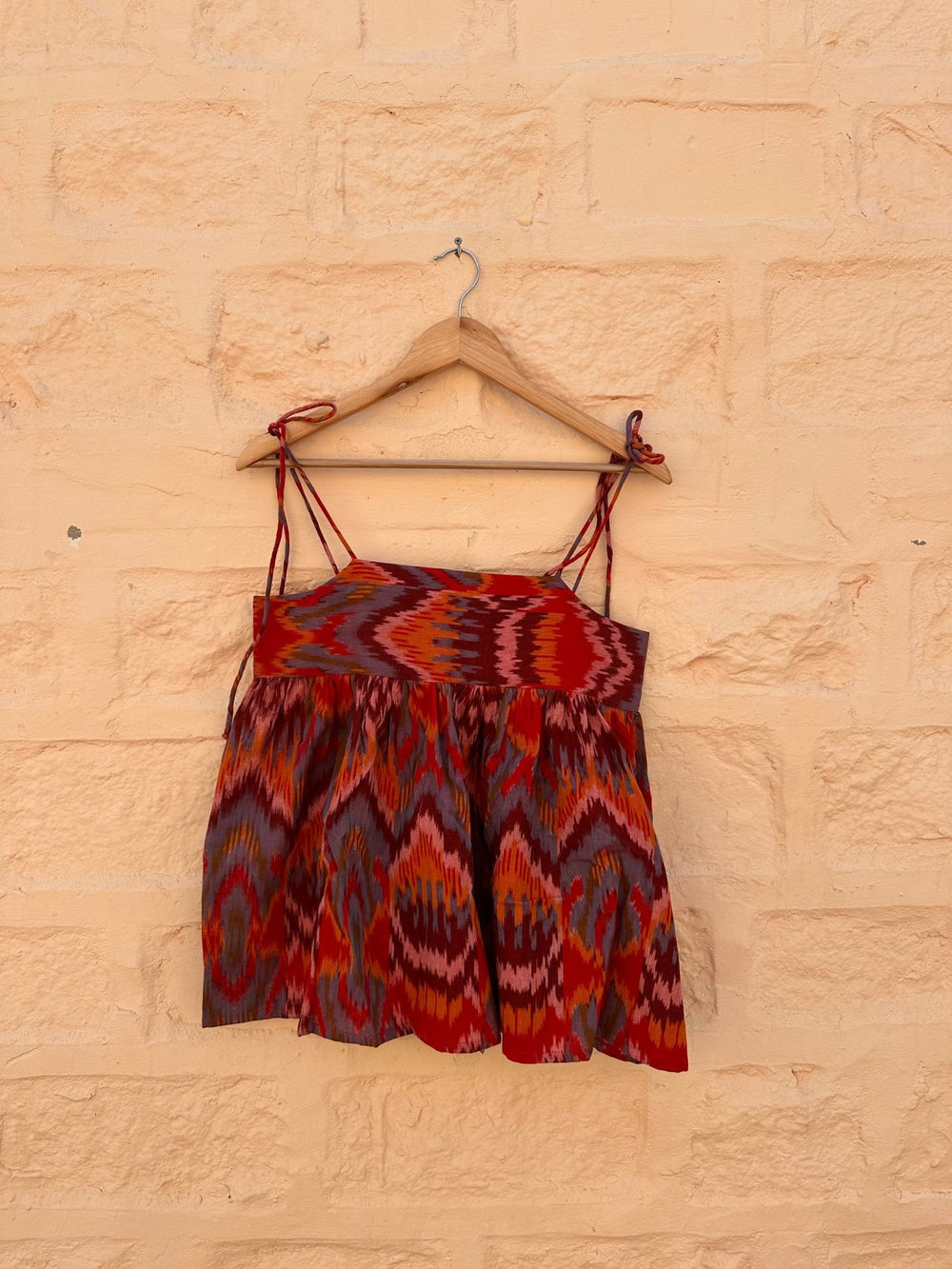 Saher Top - Red Ikat by Saheli Women at White Label Project