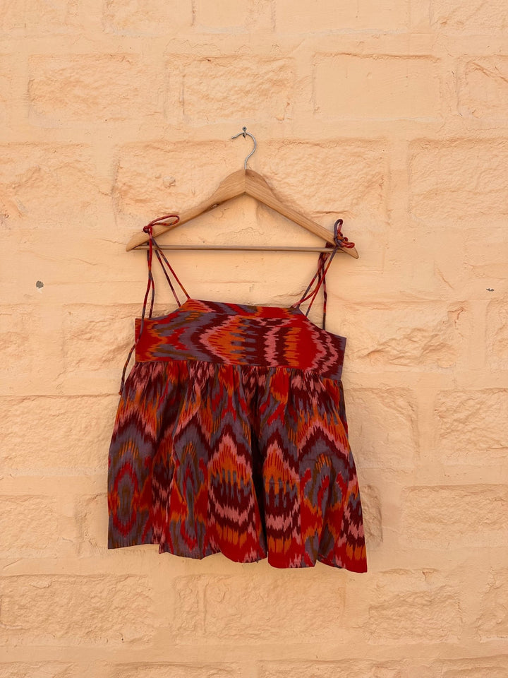 Saher Top - Red Ikat by Saheli Women at White Label Project