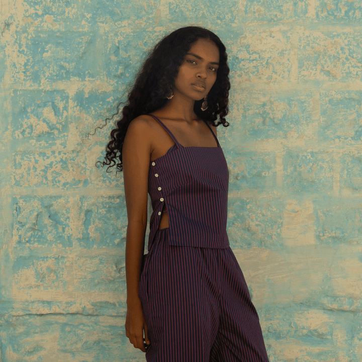 Shabnam Top - Brown/ Blue by Saheli Women at White Label Project