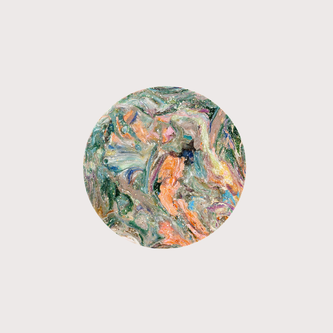 Planet Wave Side Table - Green/Orange Galaxy by Shell Homage at White Label Project