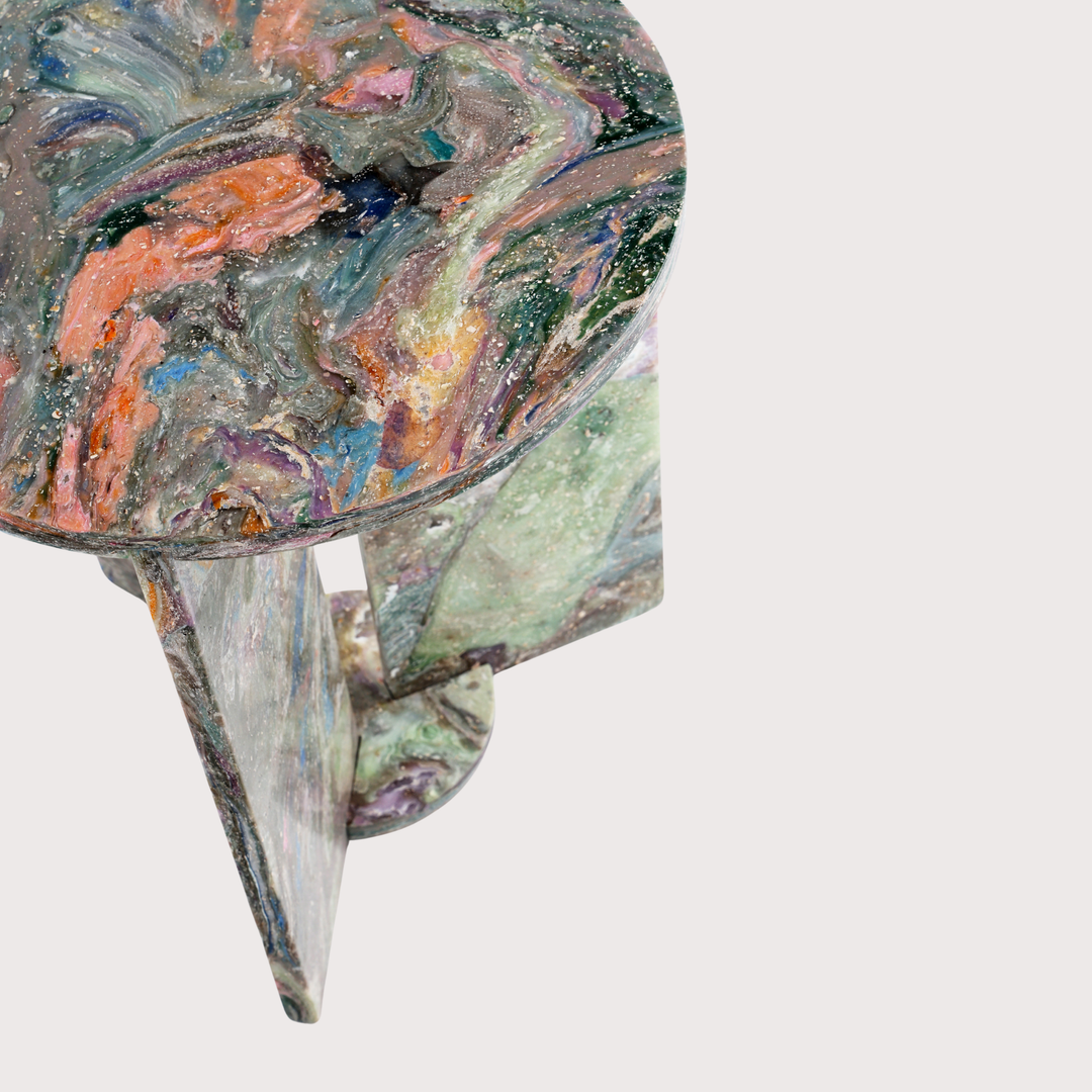 Planet Wave Side Table - Green/Orange Galaxy by Shell Homage at White Label Project