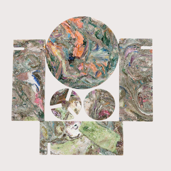 Planet Wave Side Table - Green/Orange Galaxy by Shell Homage at White Label Project