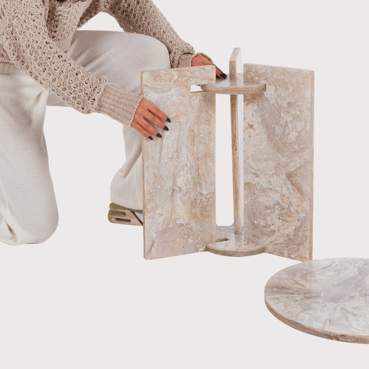 Planet Wave Side Table - Off-White by Shell Homage at White Label Project