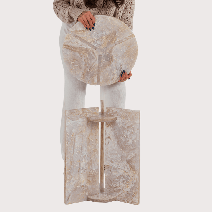 Planet Wave Side Table - Off-White by Shell Homage at White Label Project