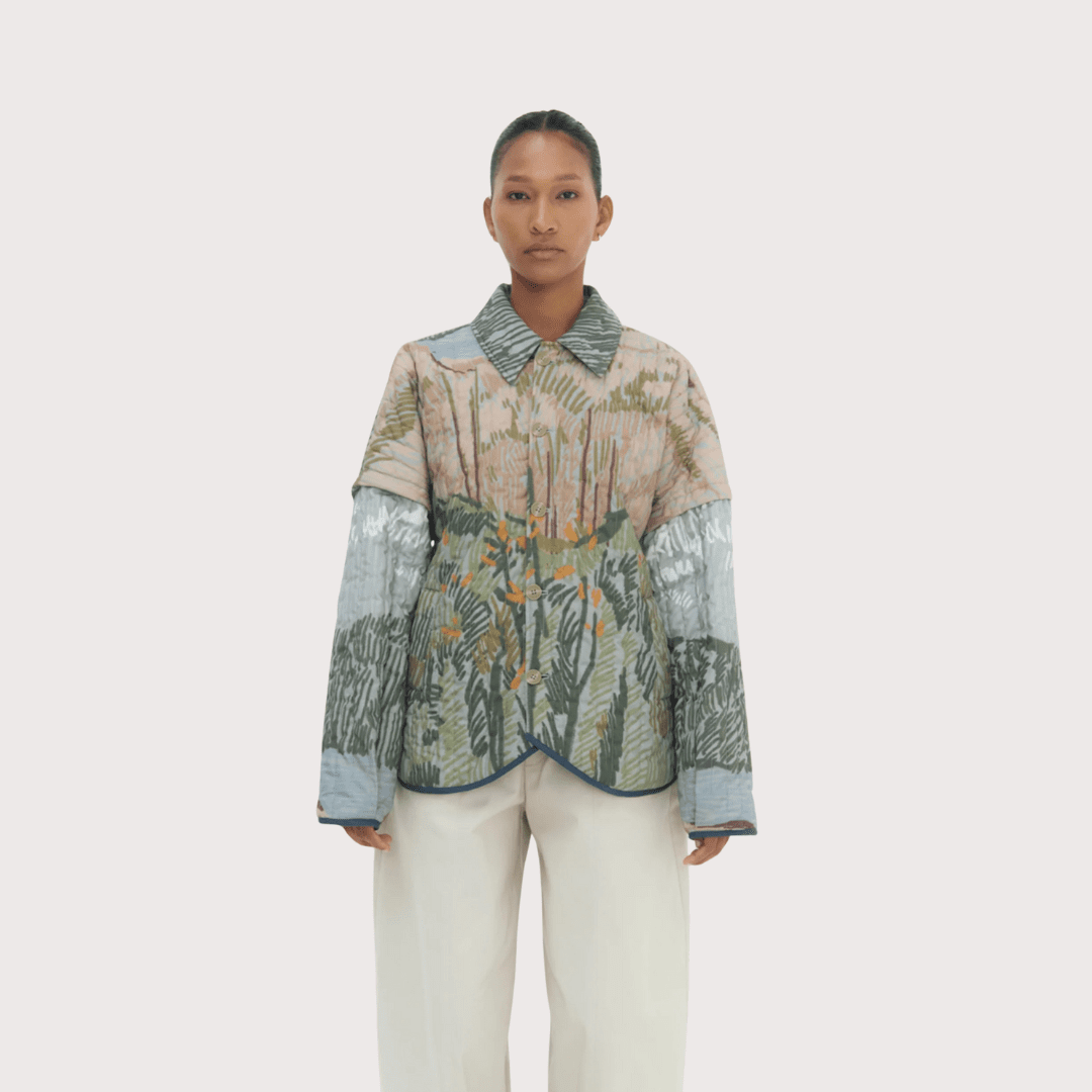 Bruma Utility Jacket - Abstract Landcape Print by White Label Project at White Label Project