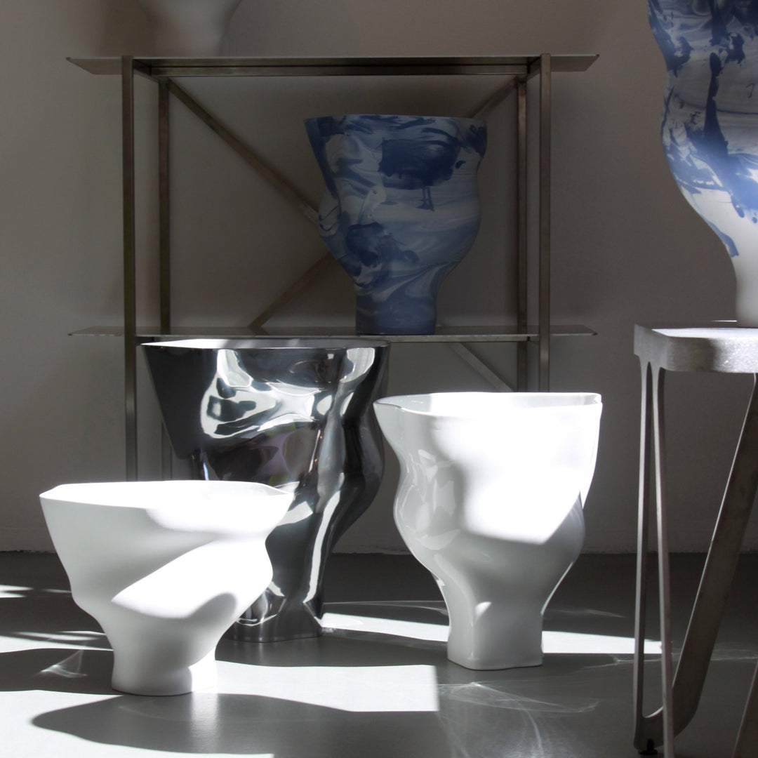 Memories of a Glacier Vase N°6 - Glazed White by Yael Anders at White Label Project