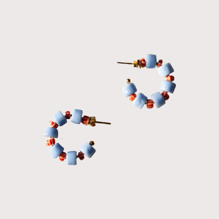 Ada Mini Hoops — Blue / Orange by Aketekete at White Label Project