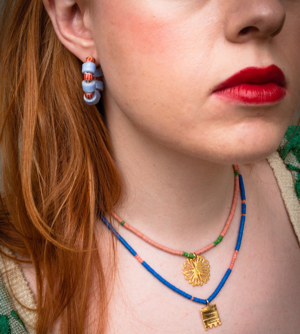 Ada Mini Hoops — Blue / Orange by Aketekete at White Label Project