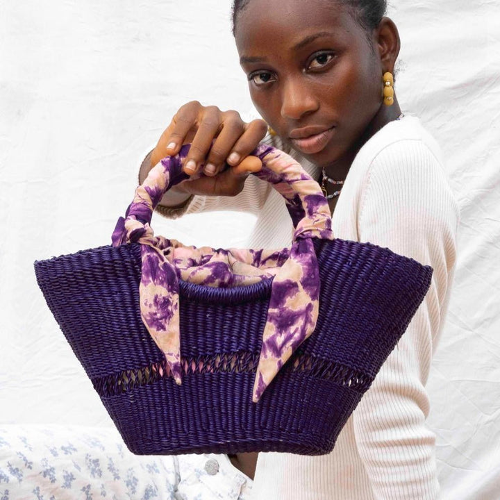 Butterfly Small Bag Purple / Marbled Coral Lining by Aketekete at White Label Project