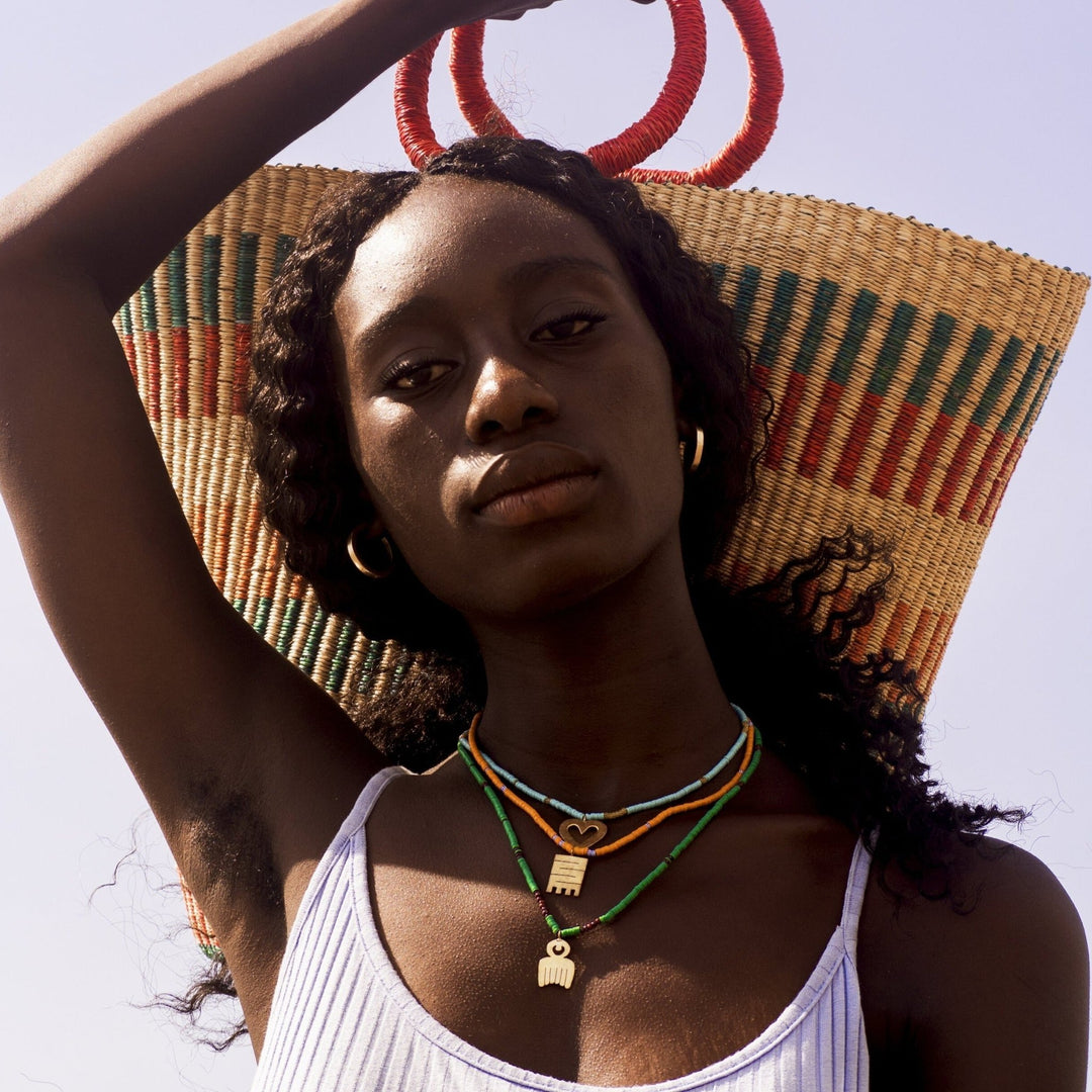 Yina Necklace — Black & White Nkyinkyim by Aketekete at White Label Project