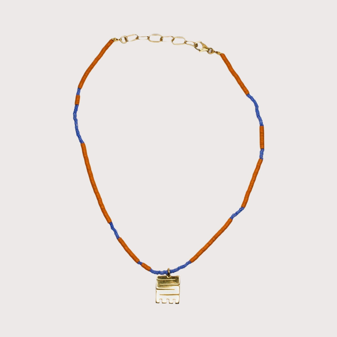 Yina Necklace — Green Burgundy Nkyinkyim by Aketekete at White Label Project