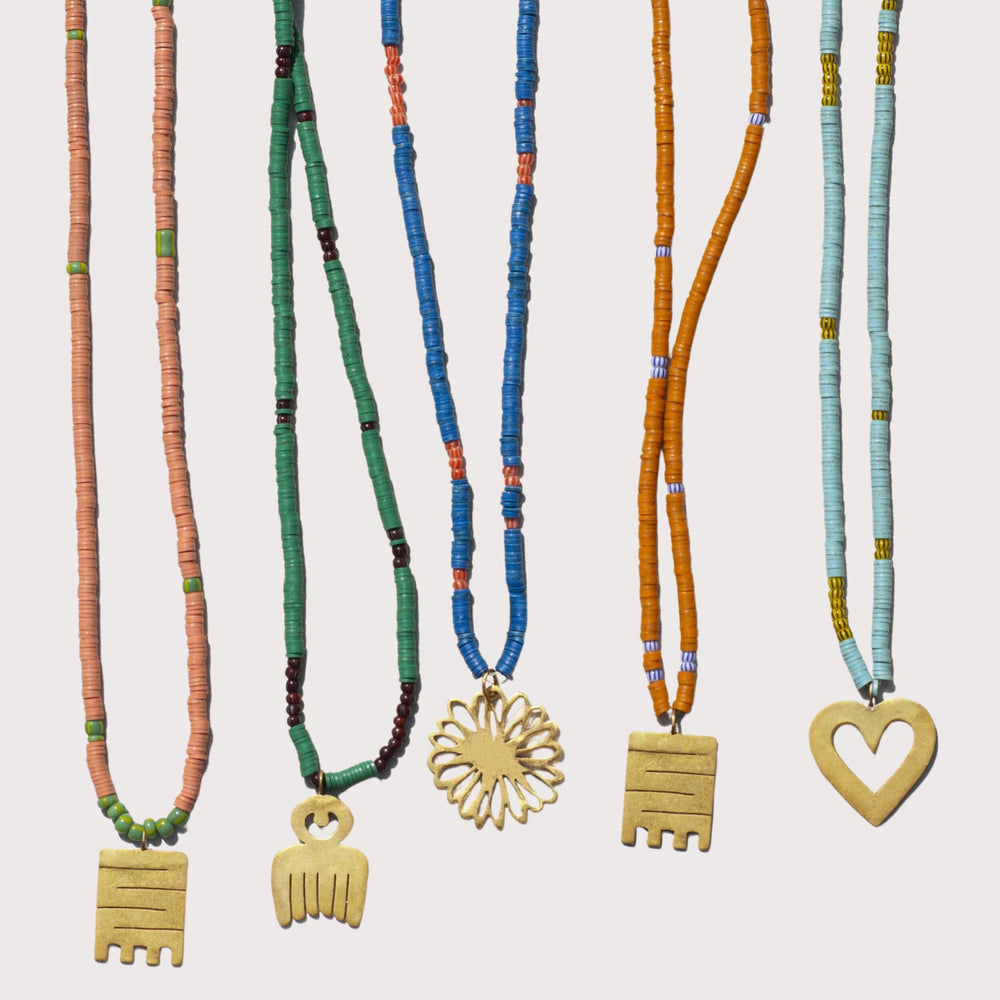 Yina Necklace — Pink Green Yellow Nyame Dua by Aketekete at White Label Project