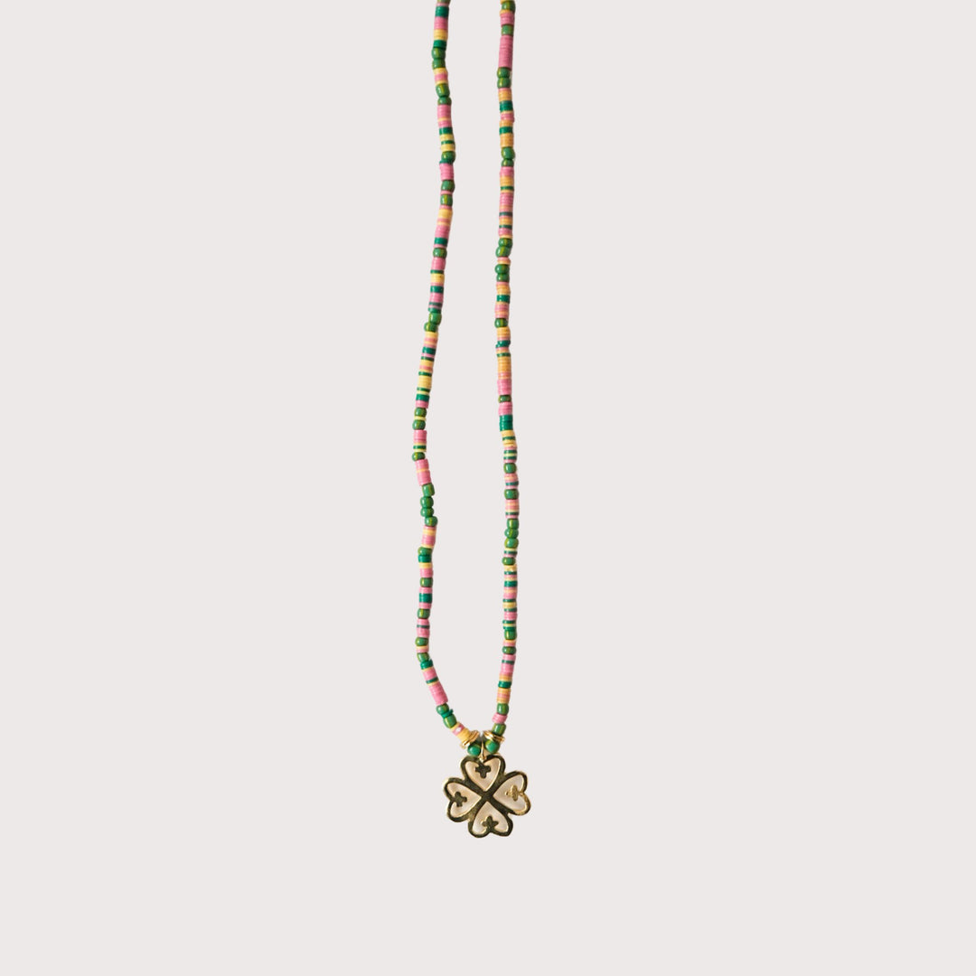 Yina Necklace — Pink Green Yellow Nyame Dua by Aketekete at White Label Project