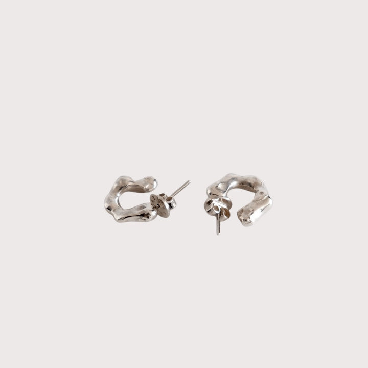 Cx Hoop Earrings — Silver by Curadox at White Label Project