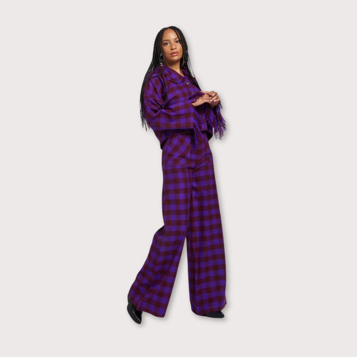 Blouse with fringes Maasai - Purple Beat by Endelea at White Label Project