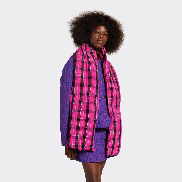 Maasai Puff Scarf - pink checkered by Endelea at White Label Project