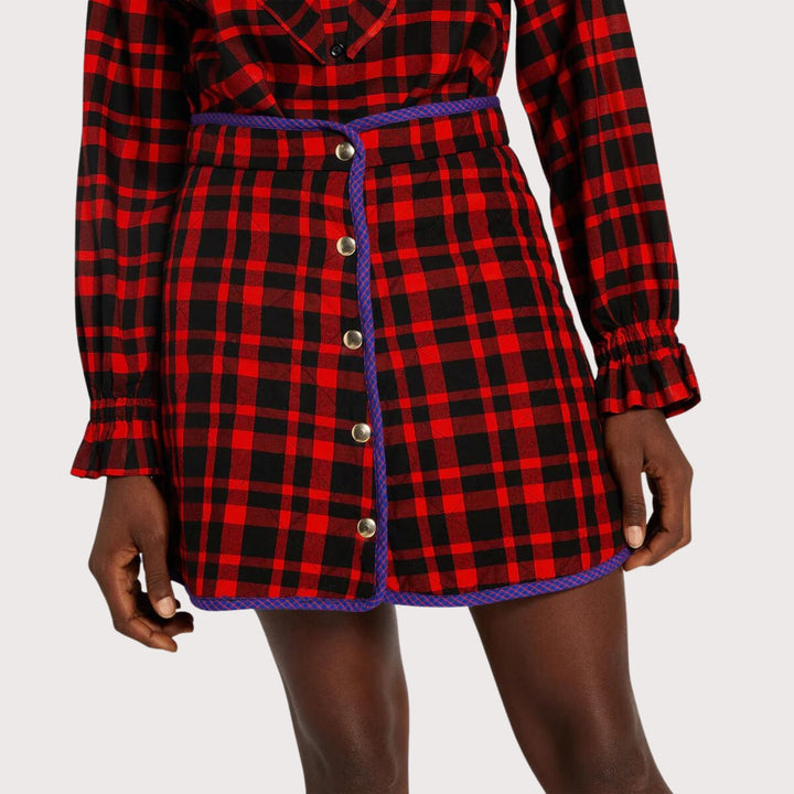 Reversible Quilted Mini Skirt Maasai by Endelea at White Label Project