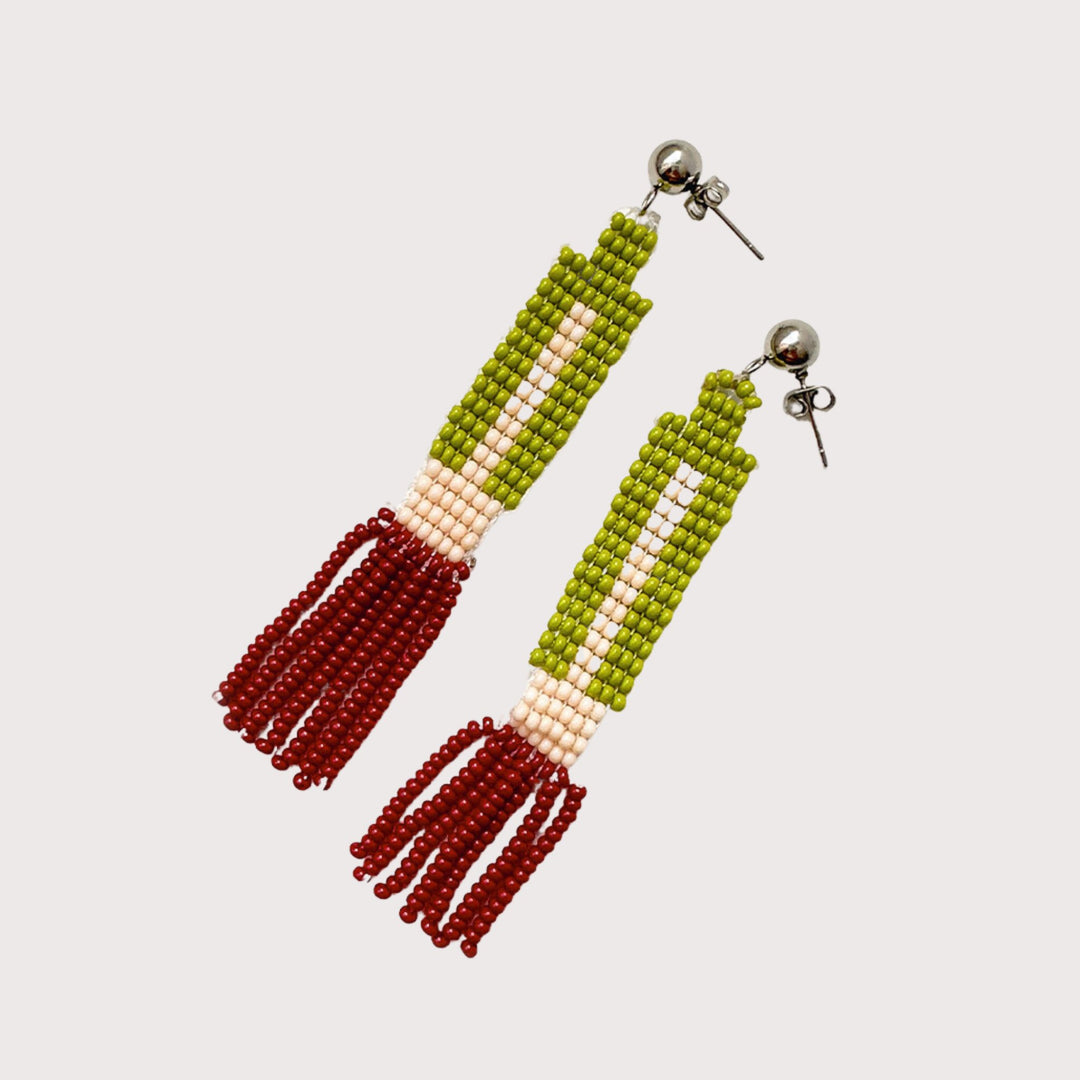Cilindro Earrings - lime green / brown by Ensamble Artesano at White Label Project