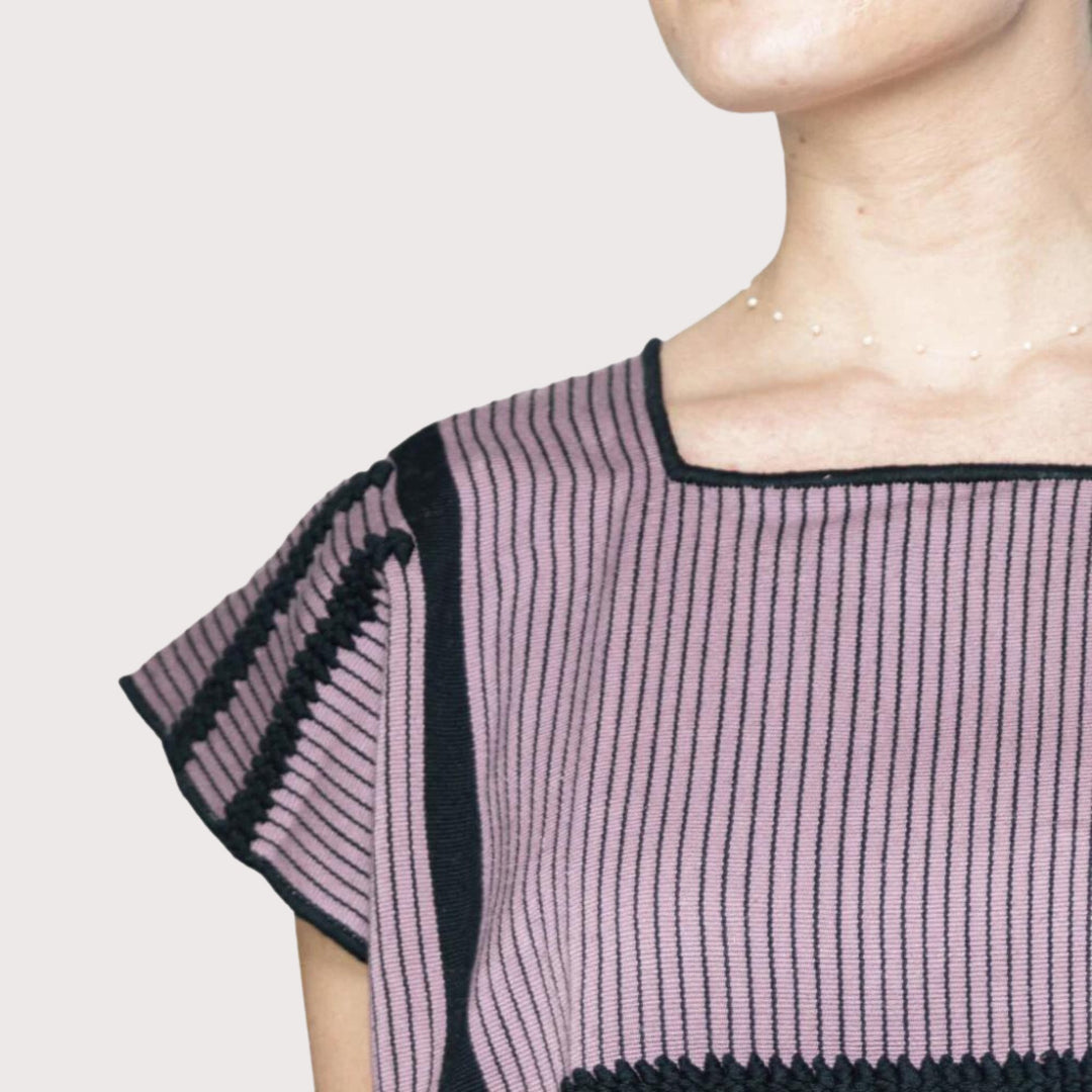 Huipil Cha Dress - Berry/Black by Ensamble Artesano at White Label Project