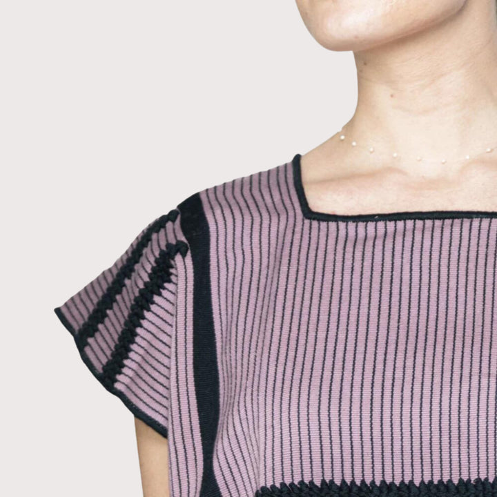 Huipil Cha Dress - Berry/Black by Ensamble Artesano at White Label Project