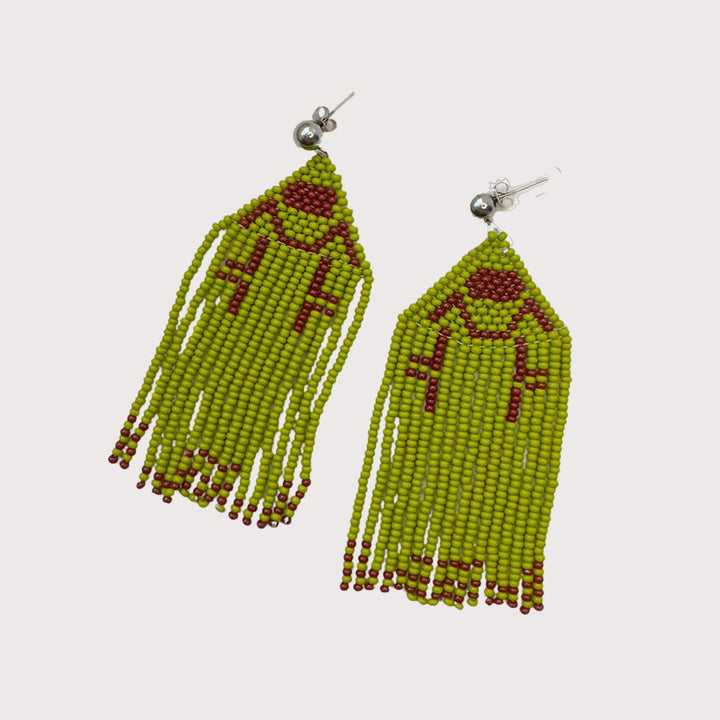 Norogachi Earrings - lime green/ brown by Ensamble Artesano at White Label Project
