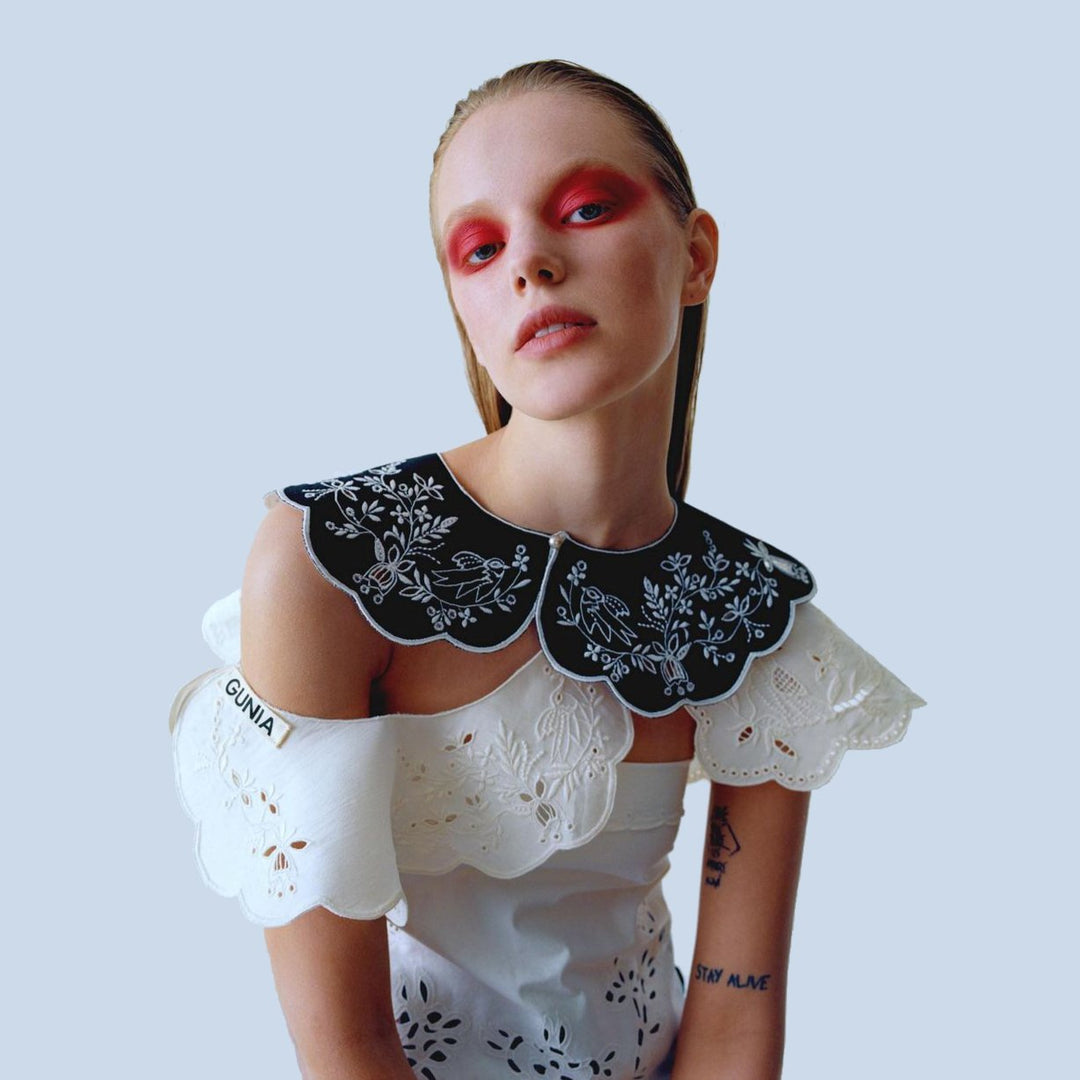 Embroidered Collar — Black by Gunia Project at White Label Project