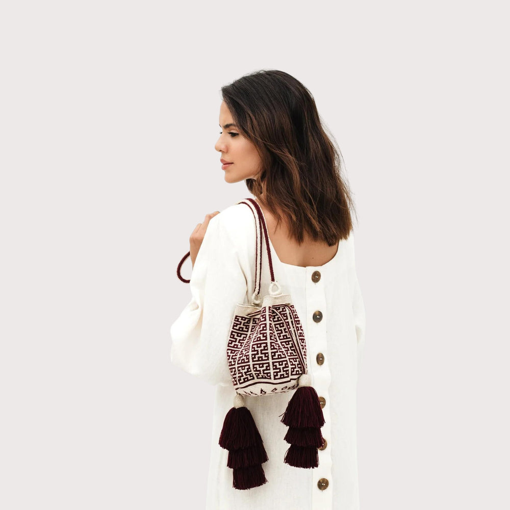 Wayuu Mini Bag — Burgundy by Hilo Sagrado at White Label Project