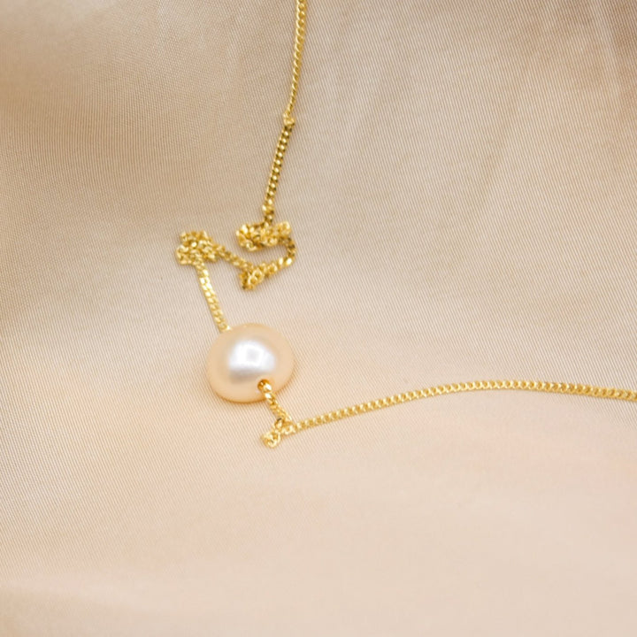 Dainty Peach Pearl Necklace by Lorne at White Label Project