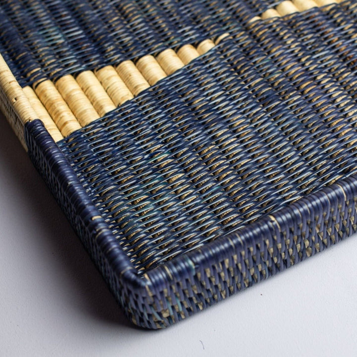 Ayata Tray - navy/natural - large by Manava at White Label Project