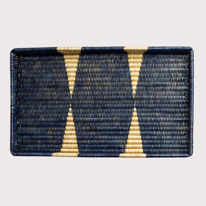 Ayata Tray - navy/natural - large by Manava at White Label Project