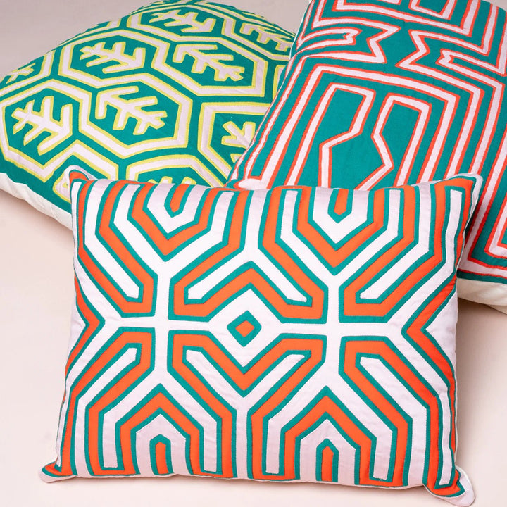 Kuna Cushion Orange by Mola Sasa at White Label Project