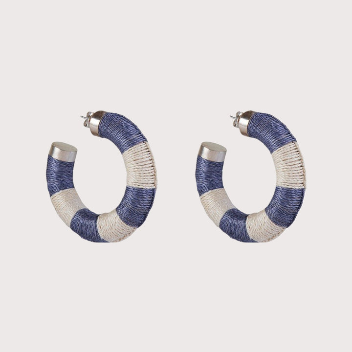 Maguey Hoop Earrings Blue / White by Mola Sasa at White Label Project