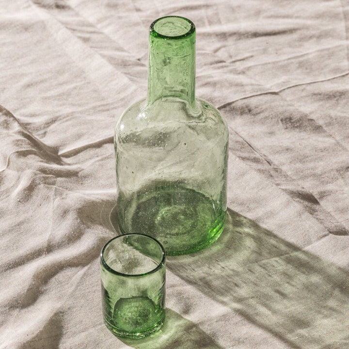 Green bedside Carafe + glass by Nada Duele at White Label Project