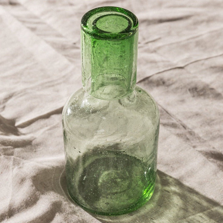 Green bedside Carafe + glass by Nada Duele at White Label Project