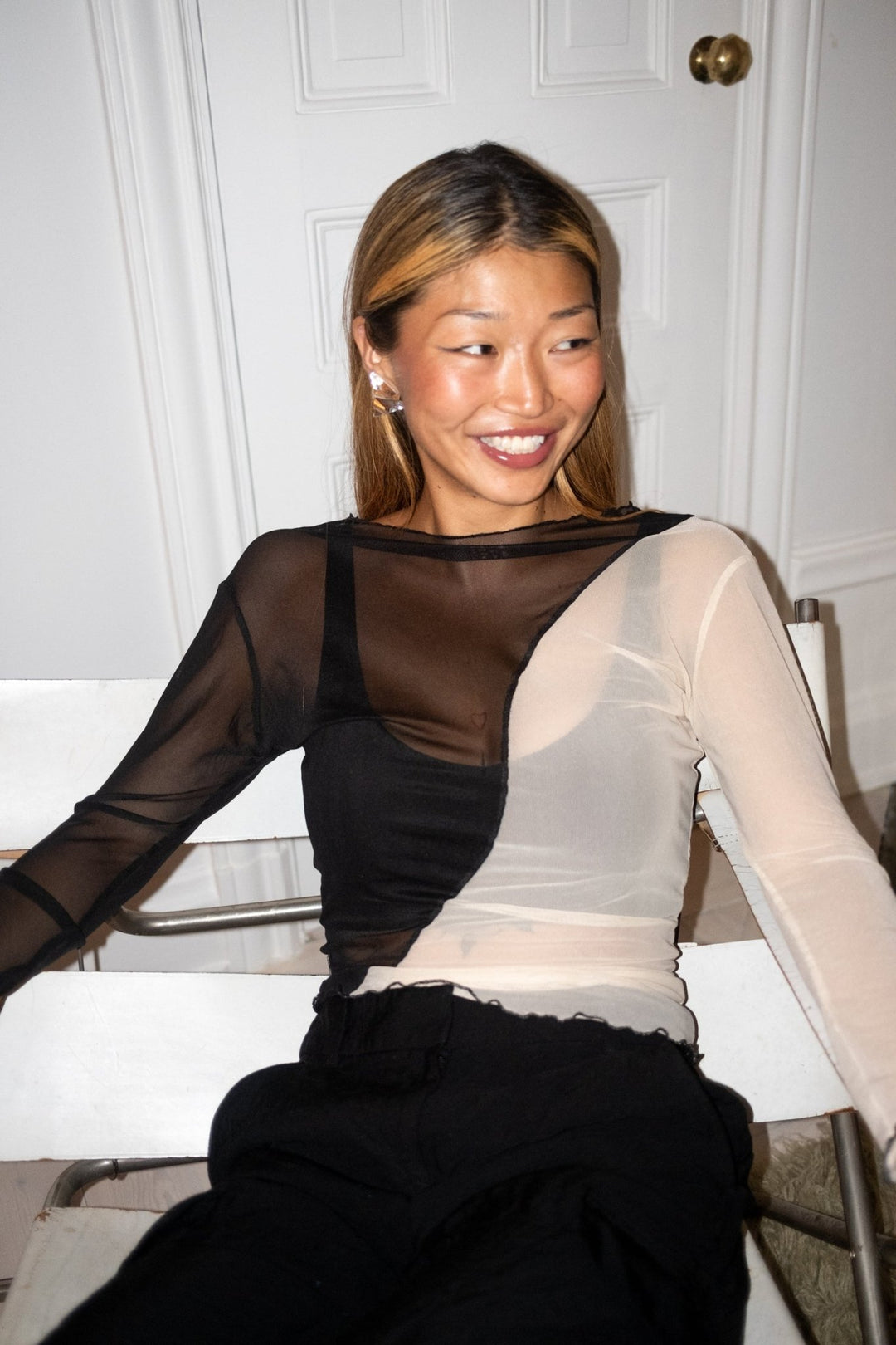 Mesh Top — Black / White by Nada Duele at White Label Project