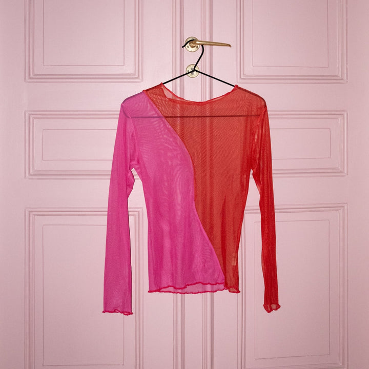 Mesh Top — Pink/ red by Nada Duele at White Label Project